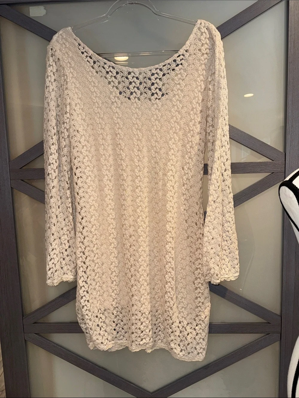 Free People Ivory Crochet Tunic with Signature Metal Tag